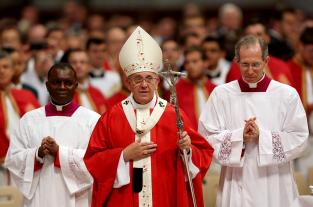 The highest ranking member is the Pope who sets himself up in the position of Christ and rules the people by fiat. 