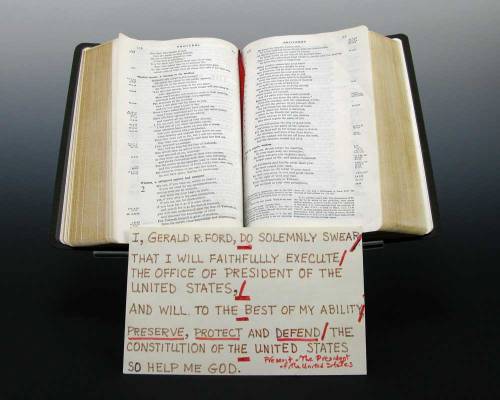 Bible and Cue Card Used by Gerald R. Ford When He Took the Oath of Office