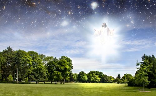 10800577 - second coming of jesus over a summer park